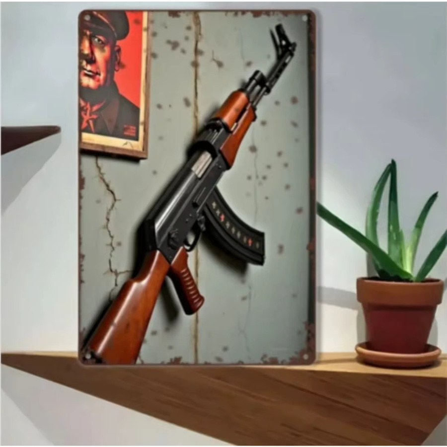 True Man's Toys Militär-Metallschild Retro AK47 Wandkunst-Dekor, B: 20,3 cm, H: 30,5 cm - Bild 2