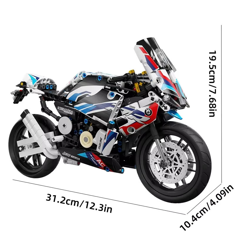 Technische Motorrad M1000 RR Racing, Baustein Modell, 589 Teile, ab 6 Jahren - Bild 3