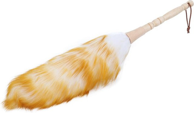 OutsideWorld Antistatischer Staubwedel aus weicher Wolle mit Holzgriff in Beige - Bild 1