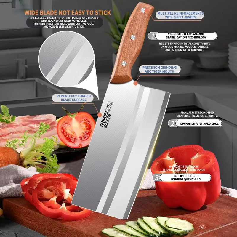 SMEG Hackmesser aus Edelstahl in Silber mit Holzgriff - Bild 5