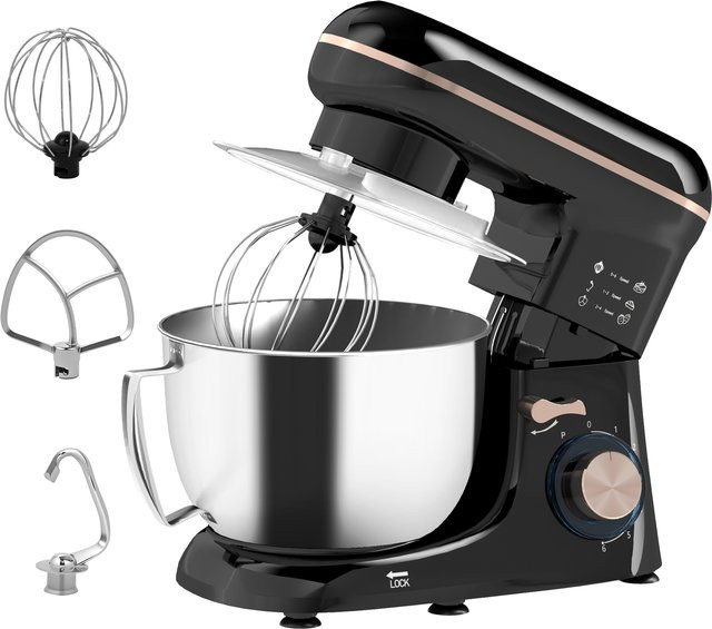 HOMCOM Küchenmaschine mit 1300W Leistung, 4,5L Edelstahlschüssel und 6+ Geschwindigkeiten in Schwarz - Bild 1