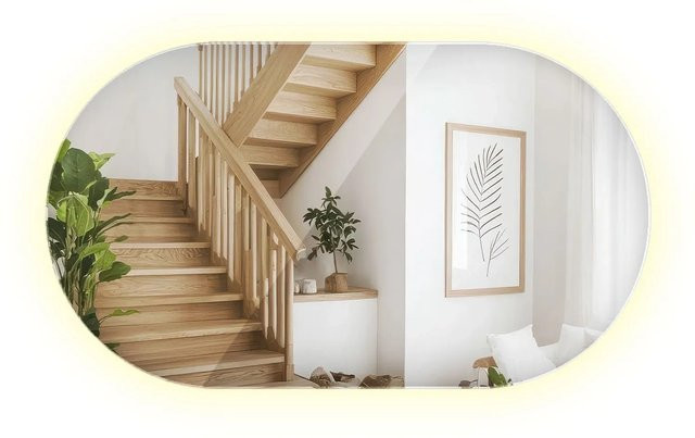 Wallfluent Ovaler LED-Spiegel mit Neutralweiß 4000K für Bad und Ankleidezimmer, Breite: 46 cm, Höhe: 80 cm - Bild 1