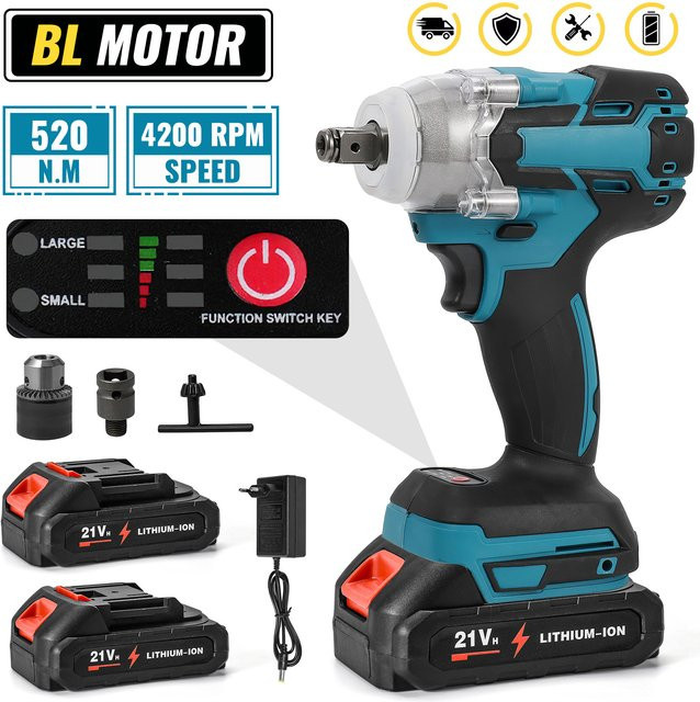 Makita Bürstenloser kabelloser Schlagschrauber mit 520 Nm Drehmoment für 18V LXT Akkus in Blau - Bild 1