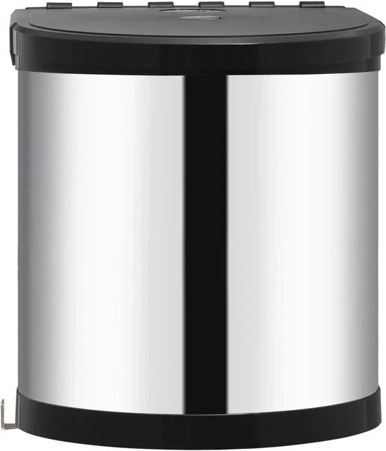 vidaXL Küchen-Einbau-Mülleimer aus Edelstahl in Silber mit herausnehmbarem Inneneimer, 12 l - Bild 1