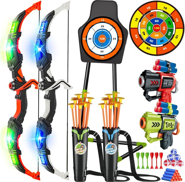 VATOS Pfeil und Bogen Set mit Spielzeugpistole, Bogenschießen mit Zielscheibe, Dartspielzeug - Bild 1
