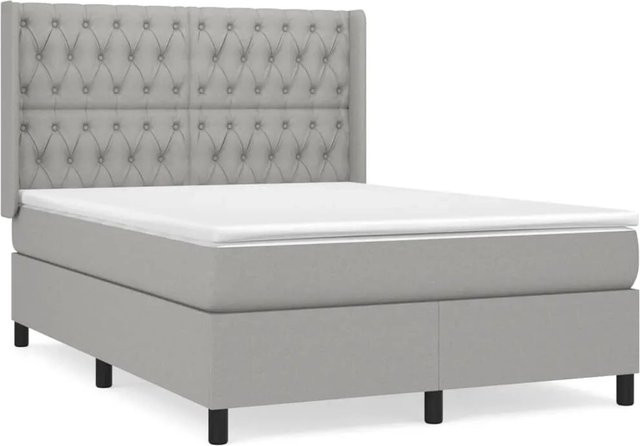 vidaXL Boxspringbett mit Matratze Hellgrau B/T/H: 140 x 190 x 200 cm - Bild 1