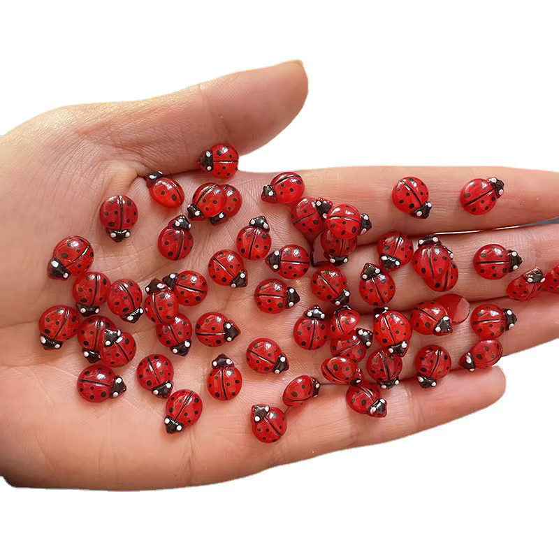MingLee Marienkäfer Nagel Charms, 50 Stück, 3D Harz, 8*10mm, Glänzend - Bild 6