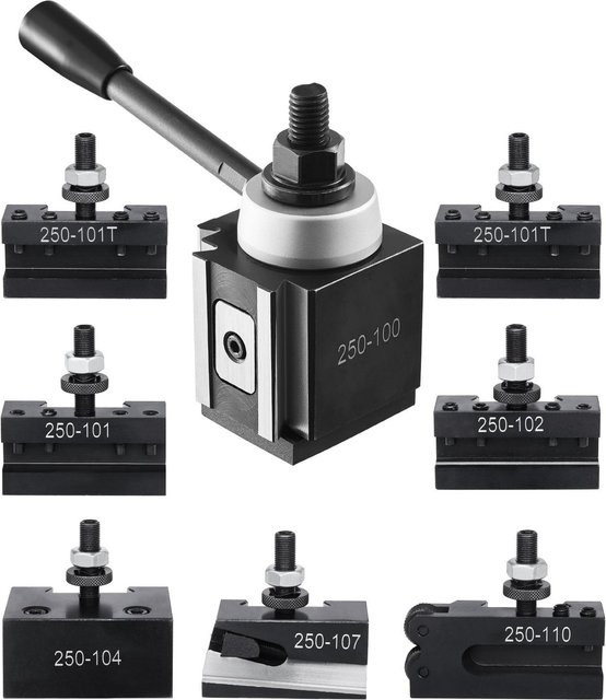 Buying Solutions MB 8-teiliges Schnellwechsel-Werkzeughalter-Set für Mini-Drehbänke von 6 bis 12, Stahl, Schwarz/Silber - Bild 1