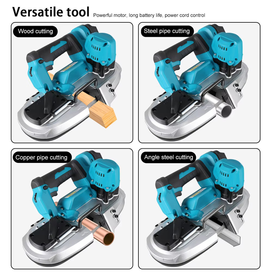 WUIETI Kabellose bürstenlose tragbare Bandsäge in Blau mit 5+1 variablen Geschwindigkeiten und LED-Licht für Metall und Holz - Bild 5
