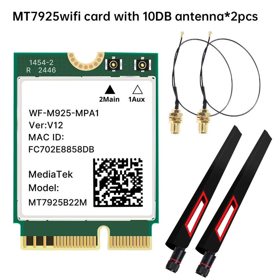 Fenvi WiFi 7 Netzwerkkarte MT7925 mit Bluetooth 5.4, M.2 NGFF Drahtloser Adapter, Tri-Band 2,4G/5G/6GHz mit 10dBi Antenne - Bild 5