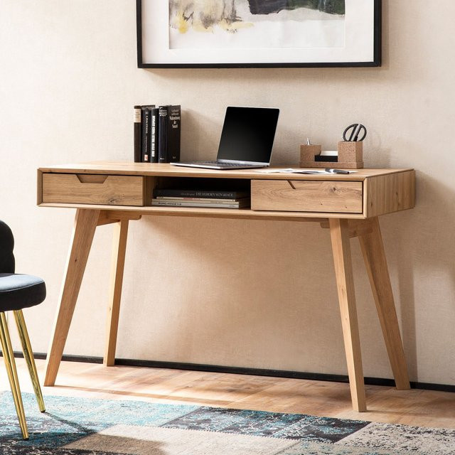 Schreibtisch FineBuy in Eiche mit skandinavischem Design, B: 120 cm, T: 55 cm, H: 77 cm - Bild 1