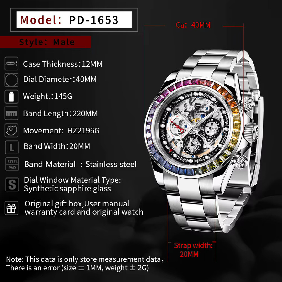 PAGANI DESIGN Armbanduhr Automatik, Edelstahl, Diamantbesetzt, Herren - Bild 6