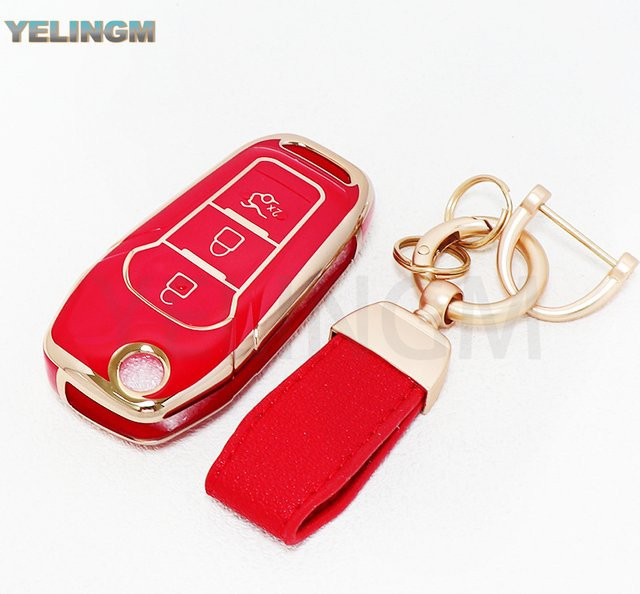 YELINGM TPU-Autoschlüsselhülle mit Schlüsselanhänger für Ford Fusion, Fiesta, Mondeo, Ecosport, Kuga, Escort, Everest, Ranger und F150 - Bild 1