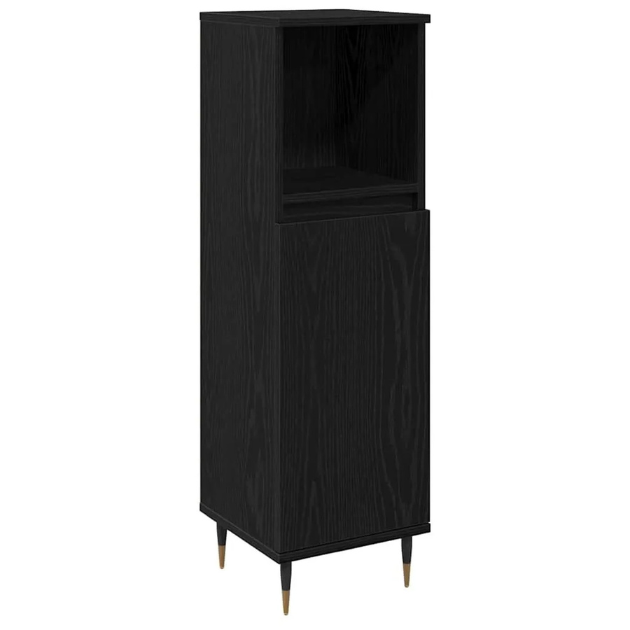 vidaXL Badezimmerschrank in Schwarz mit Eichen-Optik und Tür, B/T/H: 30 x 30 x 100 cm - Bild 2