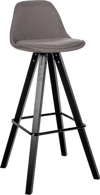 CLP Barhocker Corbin Square modern mit Rückenlehne und Fußstütze, Stoff-Bezug und Holzgestell Buche - Bild 1
