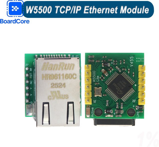 W5500 Ethernet Modul mit SPI Schnittstelle und SUSR-ES1 Chip als TCP/IP LAN Konverter in Grün - Bild 1
