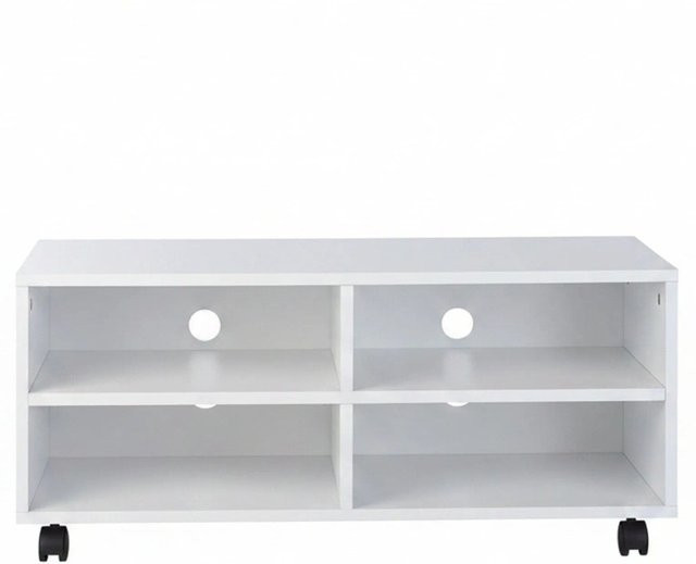 Relaxdays TV Board aus Holzwerkstoff in Weiß, rollbar mit 4 Fächern, B/T/H: 80 x 35 x 35 cm - Bild 1