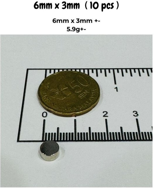 Scheibenmagnete in Silber für Heimwerkerarbeiten, 3D-Drucker und Hobbyprojekte, Set mit 6 x 3 mm und 5 x 2 mm - Bild 1