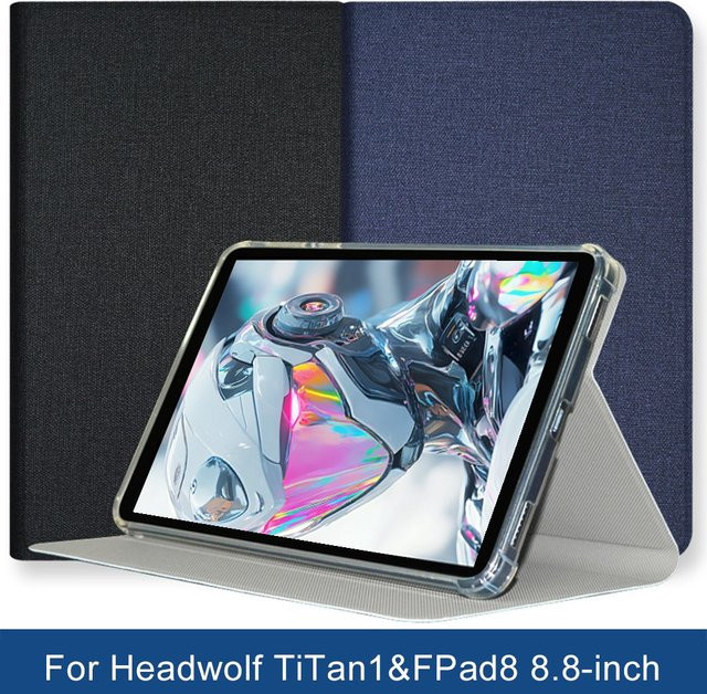 Funda Slim Flip Book Cover Hülle für Headwolf FPad8 TiTan 1 4G LTE Tablet in Schwarz mit weicher TPU-Rückschale - Bild 1