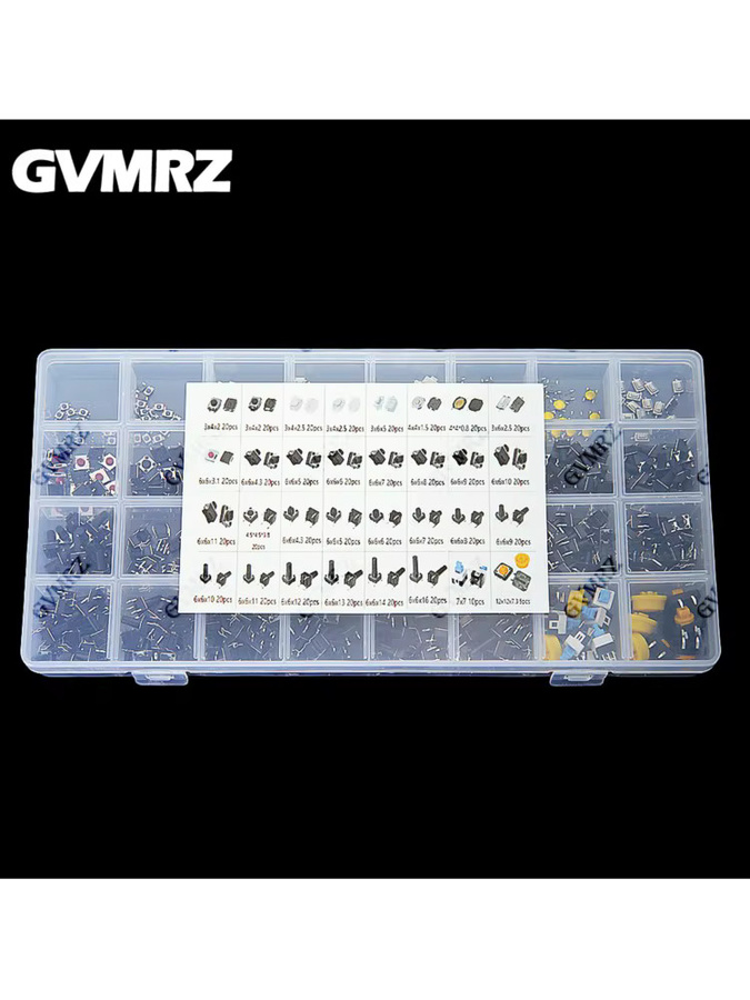 620 Stück SMD Micro Tact Switch Sortiment Kit mit 32 Werten in Multicolor für Auto-Fernbedienungen inklusive Aufbewahrungsbox - Bild 5