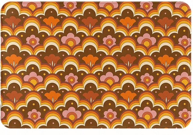 Lodestar Retro Fußmatte mit psychedelischem Blumenmuster, Mehrfarbig, B/B/H: 80 x 50 x 1 cm - Bild 1