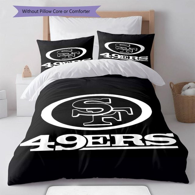 HuiHome 49ers Muster Bettwäsche Set Schwarz, bestehend aus 1 Bettbezug und 2 Kissenbezügen, Breite: 135 cm, Länge: 200 cm - Bild 1
