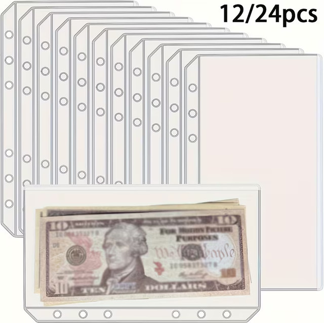 Set aus transparenten Budget-Umschlägen für 6-Loch-Ordner aus PVC, A6 Loseblatt-Taschen ohne Reißverschluss - Bild 1