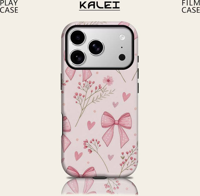 Potdemiel Magnetische Handyhülle mit Rosa Schleife für iPhone 17 16 15 14 13 Pro Max Plus, Robuste Doppelschichtige Schutzhülle in Pink - Bild 1