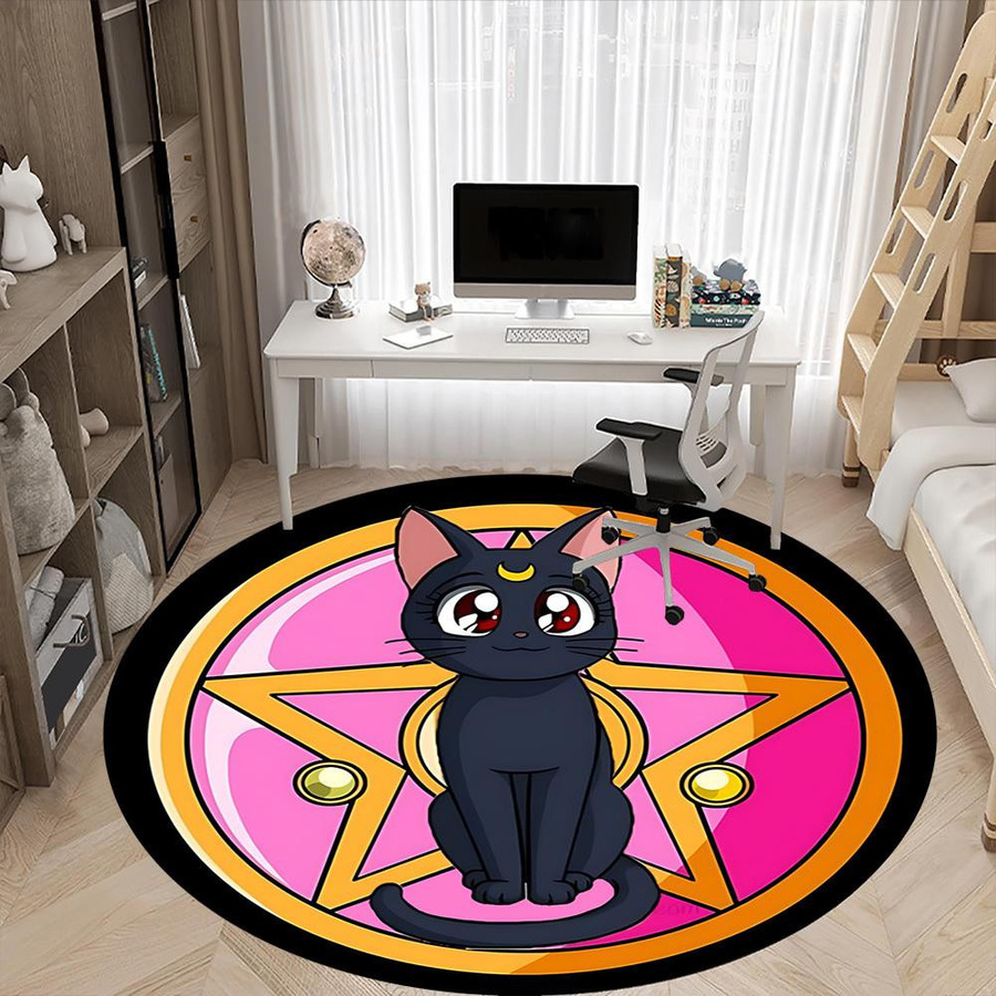 Runder Teppich mit Sailor Moon Katzen-Motiv von YangJOJO, Mehrfarbig, Durchmesser: 80 cm - Bild 4