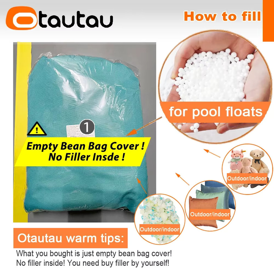 OTAUTAU Outdoor-Sitzsack-Abdeckung für Pouf und Liege, Grau-Türkis, B/H/T: 150 x 80 x 2 cm - Bild 2