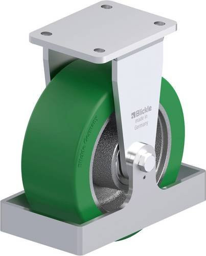 Blickle Schwerlast-Bockrolle 202K-FS in Grün und Silber mit 200 mm Rad-Durchmesser und einer Tragfähigkeit von bis zu 1250 kg - Bild 1