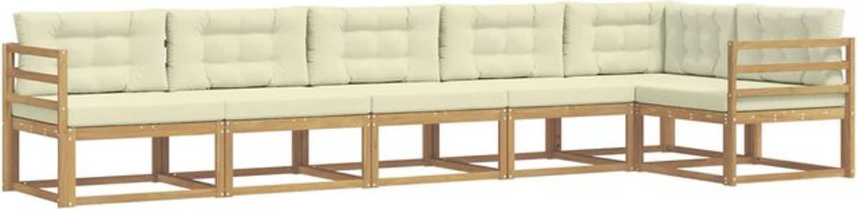 vidaXL Outdoor-Sofagarnitur aus Akazienmassivholz mit 4 Polsterteilen in Weiß und Beige aus Polyester - Bild 1