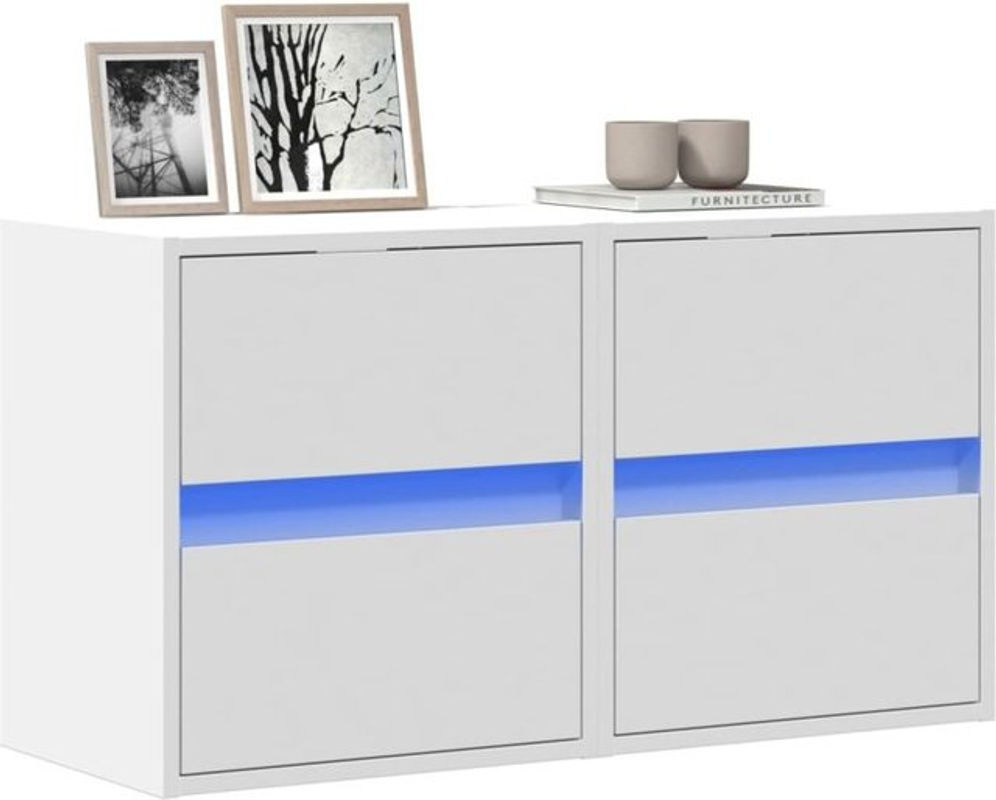 VIDAXL TV-Wandschränke mit LED-Beleuchtung, 2er-Set, Weiß, B/T/H: 41 x 31 x 45 cm - Bild 1