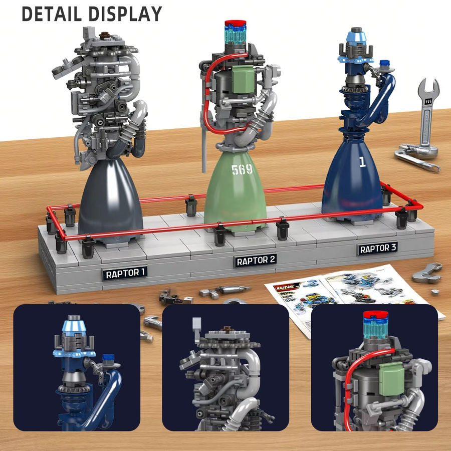MOULD KING Raptor Rocket Engine Building Set, Weltraum, 496 Teile, ab 14 Jahren - Bild 4