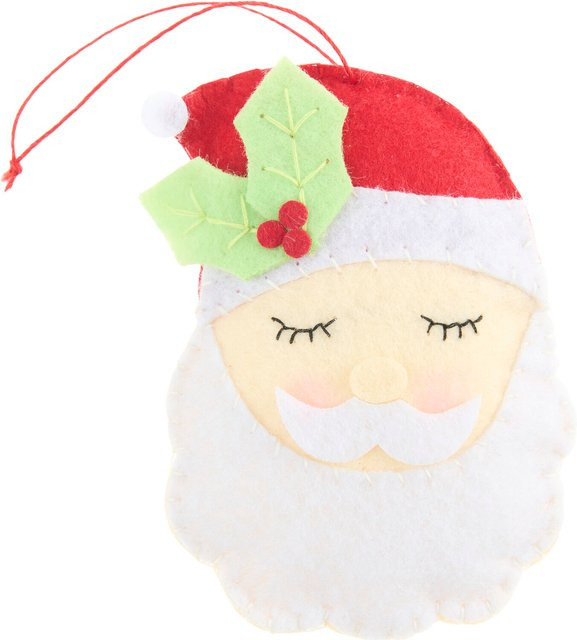 Rico Design Weihnachtsaufhänger Santa mit Ilex aus Filz in Rot/Weiß - Bild 1