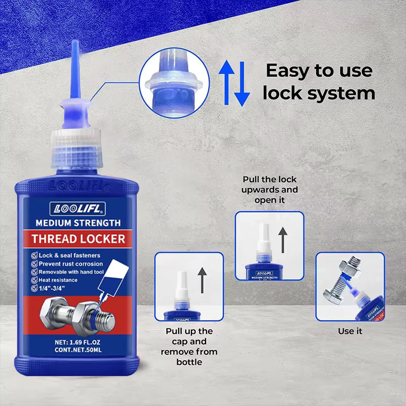 LOOLIFL Schraubensicherung Industriekleber Blau 10 ml-50 ml wasserdicht und ölbeständig - Bild 3