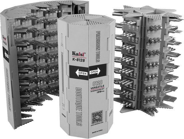 Kaisi K-8128 Magnetisches Präzisions-Schraubendreher-Set mit 128 in 1 Bits für Telefon, Laptop und PC zur Reparatur mit Kreuzschlitz, Torx und Sechskant-Bits - Bild 1