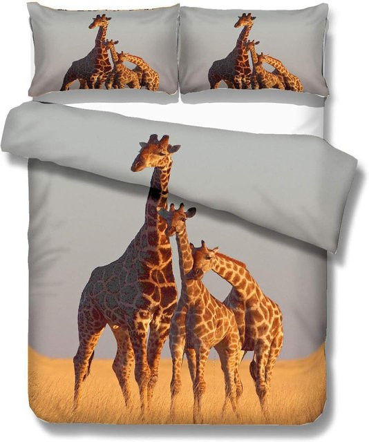 Bettwäsche-Set JMG Household Supplies mit Giraffen-Motiv bei Sonnenuntergang, braun, B/H: 175 x 220 cm - Bild 1