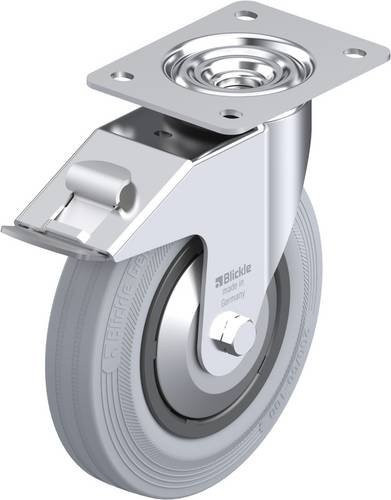 Blickle Lenkrolle LE-VPP 200R-FI-SG-FA mit Feststeller in Silber, Rad-Durchmesser: 20 cm, Tragfähigkeit: 205 kg - Bild 1