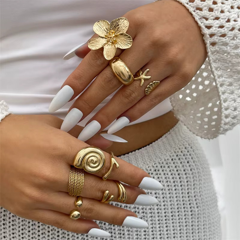 RINHOO FRIENDSHIP Gelenkring Set, 8-teilig, Gold, Vintage, Damen - Bild 2