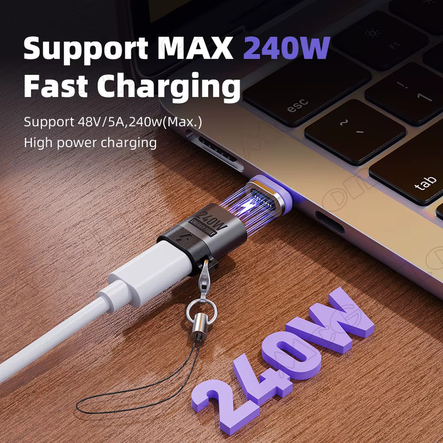 MCGILLON USB-C Magnetischer Adapter USB 3.1 Typ C mit 240 W PD Schnellladung und 480 Mbit/s Datenübertragung für iPhone, Samsung und OPPO - Bild 2
