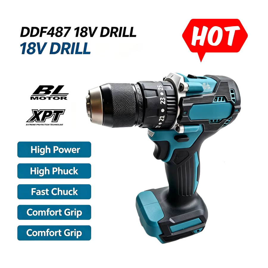 Bürstenloser Akku-Schlagbohrschrauber für Makita 18V LXT in Blau mit 650Nm Drehmoment und 13mm Bohrfutter - Bild 1