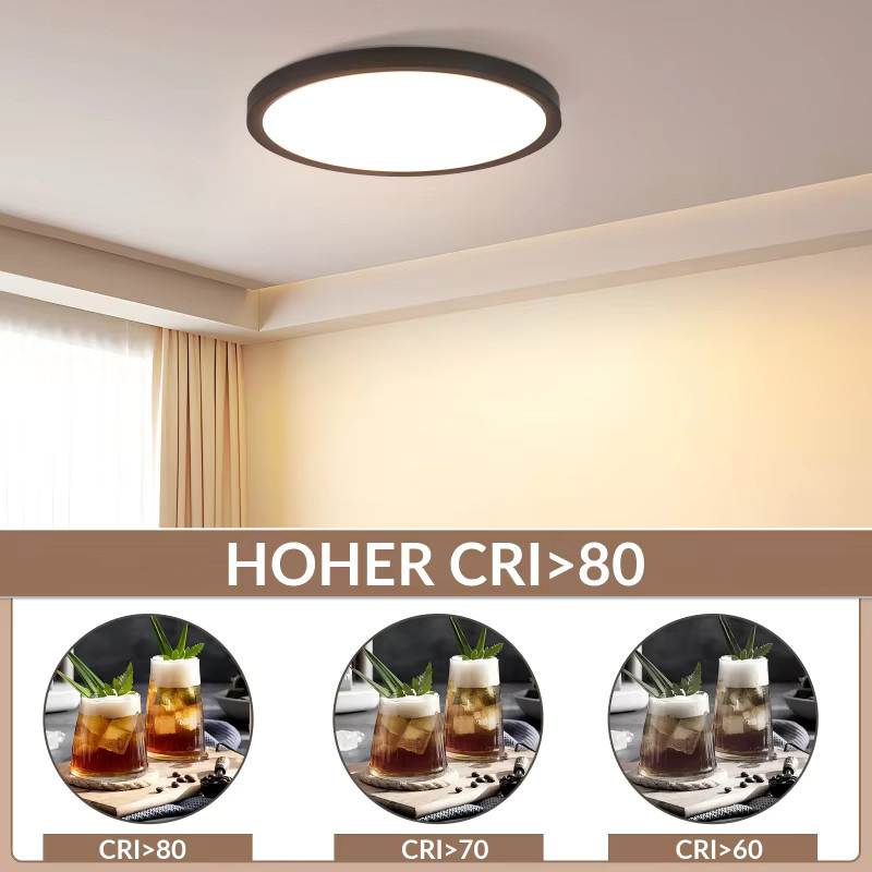 NETTLIFE LED-Deckenleuchte Schwarz, 18W, rund, Durchmesser: 23 cm, Höhe: 2,4 cm, IP44 wasserdicht - Bild 4