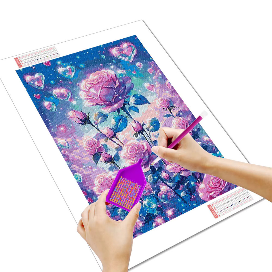 Huacan Diamond Painting Set Rosen-Herz Blumen Mosaik als handgemachtes Geschenk B/H: 30 x 20 cm - Bild 2