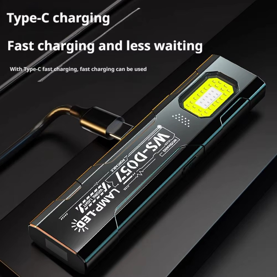 KDULIT LED COB Taschenlampe mit 600LM, wiederaufladbare Mini Taschenlampe mit Magnet und Flutlicht in Schwarz - Bild 2