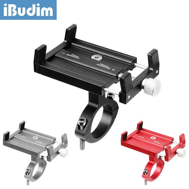 iBudim Universal Handyhalter für Fahrrad und Motorrad aus Aluminiumlegierung in Silber oder Rot - Bild 1