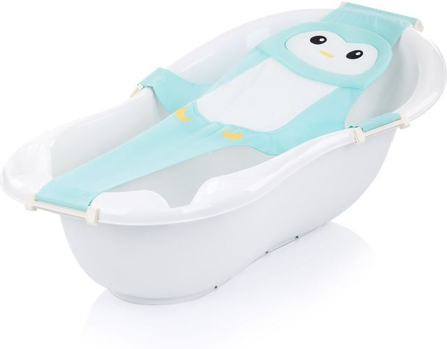 Chipolino Babywannen Netz Tiere Badewanneneinsatz mit Kunststoffbügel in Blau/Weiß ab Geburt - Bild 1