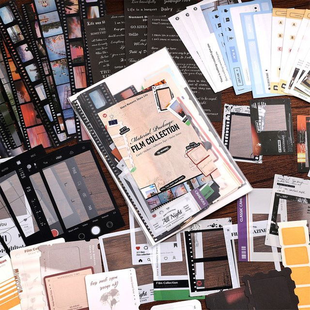 Imoda Vintage Film Notizen und Aufkleber Set, 100 Stück, Multicolour, Scrapbook Kit mit Filmstreifen und Fotorahmen für Journaling - Bild 1