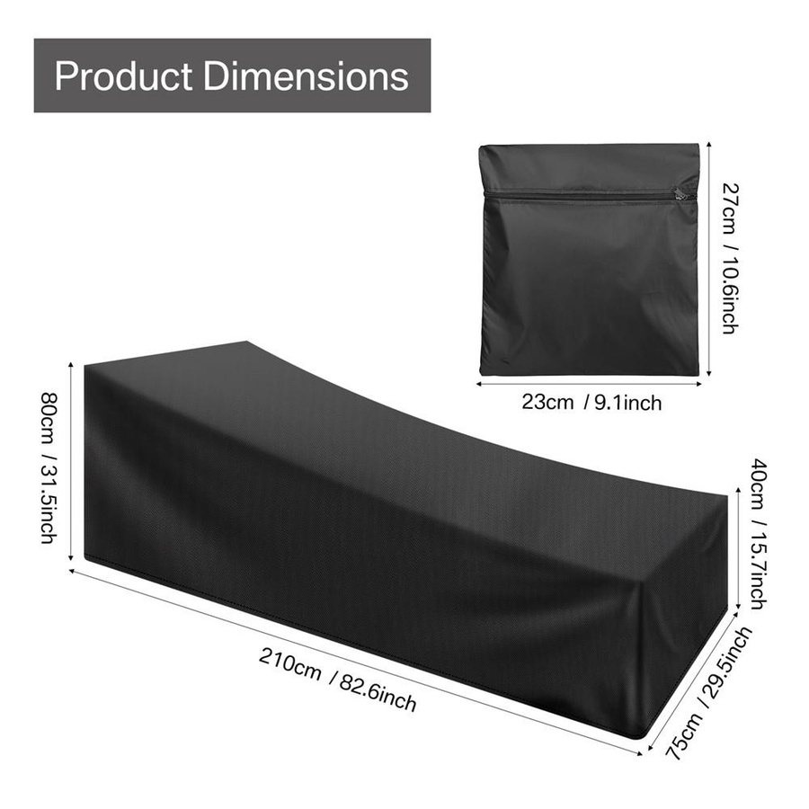 Yiran bag Chaiselongue-Abdeckung für Sessel aus Polyester, wasserabweisend und wetterbeständig, Schwarz, 2er-Pack - Bild 4