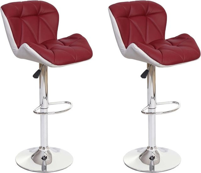 PROREGAL 2er-Set Barhocker mit Lehne in Bordeaux Rot, höhenverstellbar, Kunstleder, Sitzhöhe: 62-83 cm - Bild 1